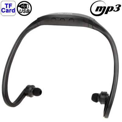 Sport MP3 Player Headset with TF Card Reader Function, Music Format: MP3 / WMA / WAV (Black) - Click Image to Close